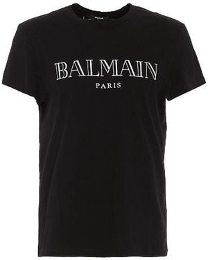 Balmain Paris Logo Embossed Cotton T-Shirt - Black