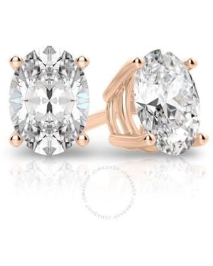 Tresorra 14K Rose Oval Cut Earth Mined Diamond Stud Earrings - White