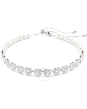 Swarovski Ariana Grande X Crystal Heart Pearl Tennis Choker - Metallic