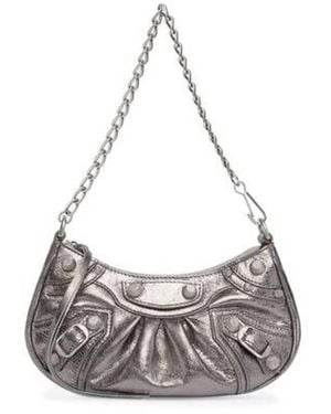 Balenciaga Le Cagole Mini Purse With Chain Metallized - Grey