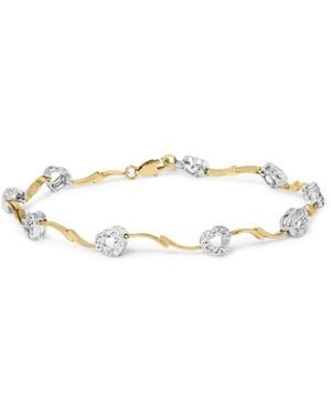 Haus of Brilliance 10K Two-Tone 1/3 Cttw Diamond Pave Set Heart S-Link 7.25" Bracelet (I-J Colour, I2-I3 Clarity) - Metallic