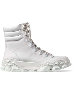 Jimmy Choo Diamond X Hike/F Leather Boots, Brand Size 34.5 Us - Grey