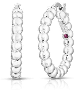 Roberto Coin 18K Designer Small Bead Hoop Earrings - White