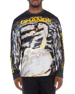 Burberry Swan-Print Long-Sleeved T-Shirt - Green