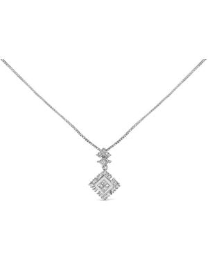 Haus of Brilliance 10K 1/2 Cttw Princess Cut Rhombus Drop Pendant Necklace - Metallic