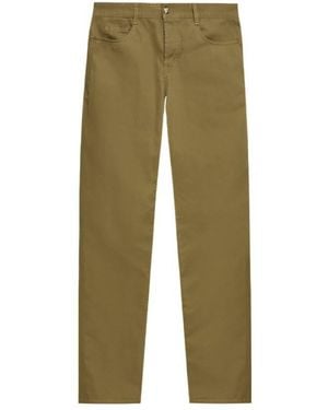 Saint Laurent Relaxed Slim Cotton Trousers, Waist - Green