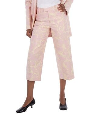 Burberry Rose Print Wool-Blend Pants, Brand Size 4 Us - Pink