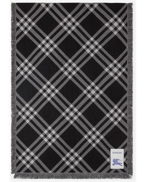 Burberry Wide Check Wool Silk Scarf - Black