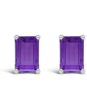 Haus of Brilliance 14K 6X4Mm Emerald Shaped Amethyst Solitaire Stud Earrings - Purple