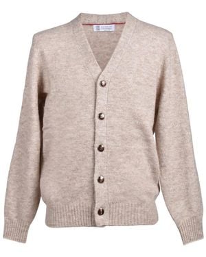 Brunello Cucinelli Sand Wool Blend Cardigan Jumper, Brand Size 50 (Us - Multicolour
