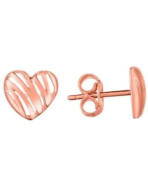 Kylie Harper Ladies 14K Rose 'Scribbled' Heart Stud Earrings - Pink