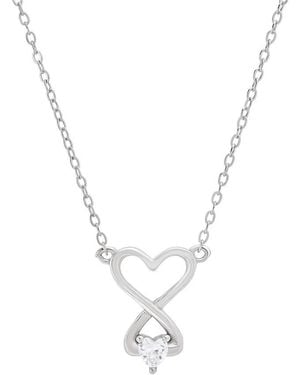 Kylie Harper Sterling Cz Infinity Love Heart Necklace - Metallic