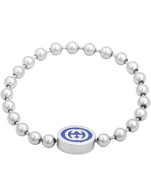 Gucci Interlocking G Boule Chain Sterling Enamel Bracelet - Blue