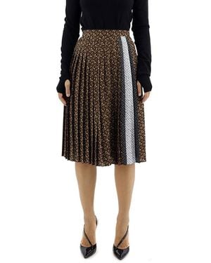 Burberry Monogram Stripe Pleated Skirt, Brand Size 6 (Us - Black