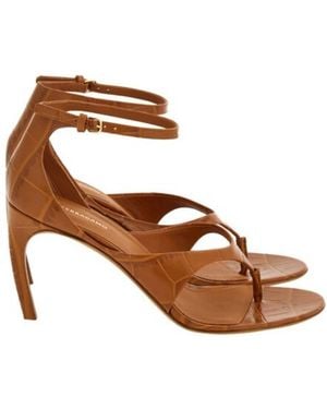 Ferragamo Zoele 85 Croc-Embossed Leather Sandals - Brown