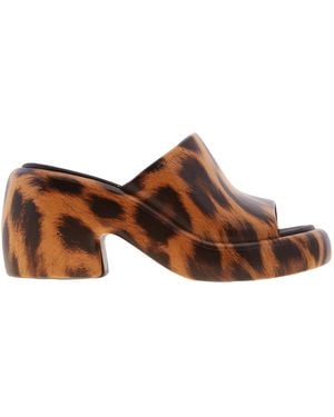 Ferragamo Deva Leopard Print Platform Sandals - Brown