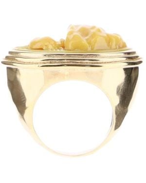Bottega Veneta Carved Bone Ring - Metallic