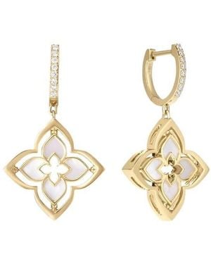 Roberto Coin 18K Venetian Princess Pirouette Mother Of Pearl & Diamond Earrings - Metallic