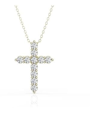 Brilliant Diamond 1 Carat Lab Grown Diamond Cross Pendant Necklace - Metallic