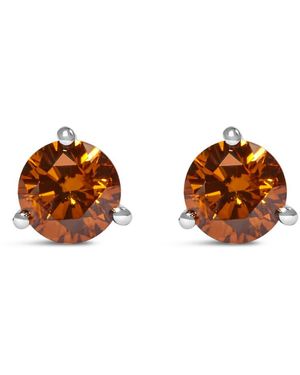 Haus of Brilliance 14K 1/2 Cttw Lab-Grown Round Diamond Classic 3-Prong Martini Set Stud Earrings - Brown