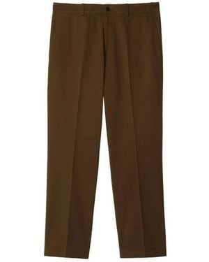Burberry Ekd Embroidered Cotton Chinos, Brand Size 50 (Waist - Brown
