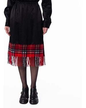 Burberry Satin Check Scarf Skirt, Brand Size 10 Us - Black