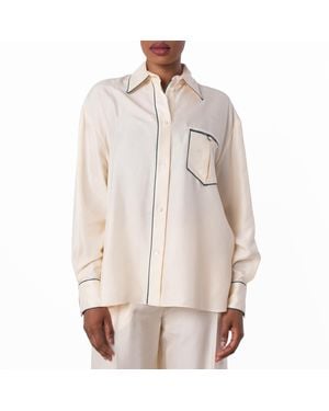 Bally Contrast Piping Relaxed Silk Shirt - Natural