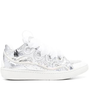 Lanvin Curb Metallic Leather Trainers - White