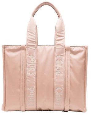 Chloé Woody Logo Large Tote - Pink