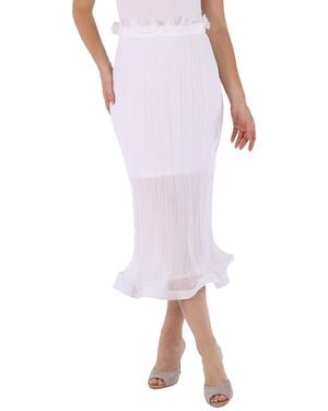 Burberry Ladies Optic Plisse Ruffle Detail Skirt, Brand Size 8 (Us - White
