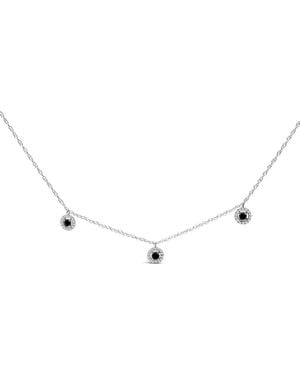 Haus of Brilliance 925 Sterling 5/8 Cttw Diamond 3 Station With Halo Necklace - Metallic