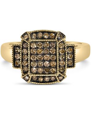 Haus of Brilliance 10K Plated .925 Sterling 1/2 Cttw Champagne Diamond Step Up Ring - Yellow