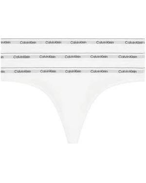 Calvin Klein Logo-Print 3 Pack Thong Xl - White