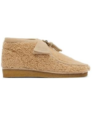 Moncler Clarks Originals Wallabee Shearling Boots, Brand Size 40 Us - Natural