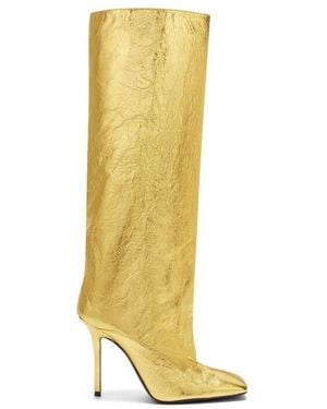The Attico Ladies Sienna Crinkled Laminated 105 Mm Knee-High Boots, Brand Size 39 Us - Yellow