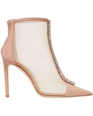 Jimmy Choo Bing 100 Mesh Ankle Boots, Brand Size 40 Us - Natural