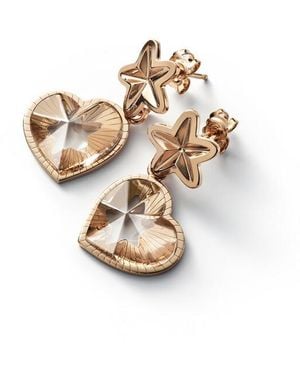 Baccarat 18K Plated On Sterling, Crystal Heart And Star Drop Earrings 2812899 - Metallic