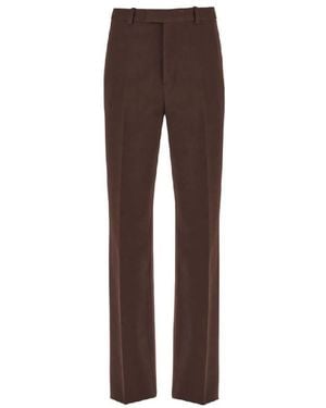 Ferragamo Wide-Leg Virgin Wool Tailored Trousers, Brand Size 46 Us - Brown