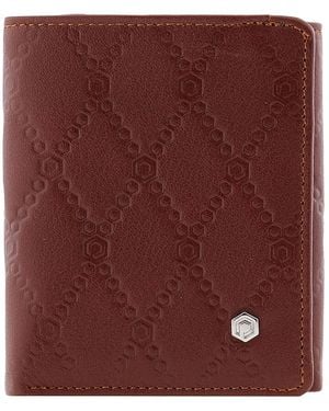 Picasso and Co Leather Wallet- Tan - Red