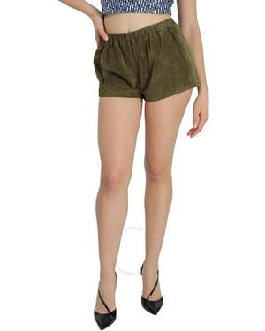 Saint Laurent Ladies High Waist Suede Shorts, Brand Size 40 (Us - Green