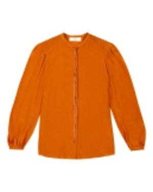 Bally Long Sleeve Viscose Blouse, Brand Size 38 Us - Orange