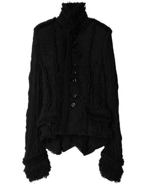 Burberry Pleated Silk Tailored Jacket, Brand Size 4 Us - Black