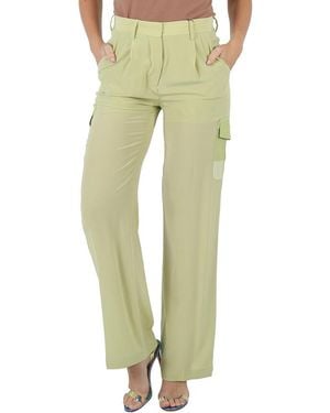 Burberry Ladies Mist Nell Mid-Rise Silk Crepe De Chine Cargo Trousers, Brand Size 4 (Us - Green