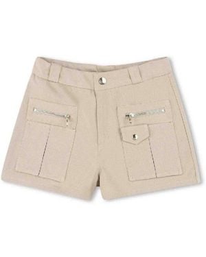 Chloé Adjustable Waist Organic Cotton Casual Shorts - Natural