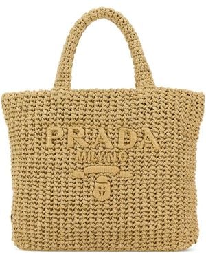 Prada Small Crochet Tote Bag - Metallic