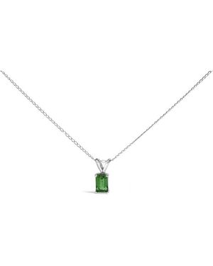 Haus of Brilliance 14K 6X4Mm Emerald Cut Emerald Solitaire Pendant Necklace - Metallic