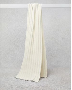 Brunello Cucinelli Ecru And Light Wool Ribbed Scarf - White