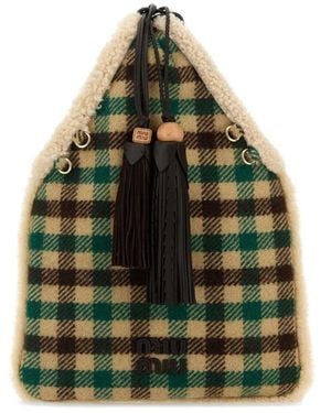 Miu Miu Embroidered Fabric Handbag - Green