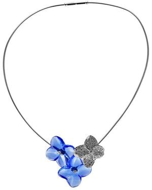 Baccarat Hortensia Sapphire And Flower Pave Diamond Necklace - Blue