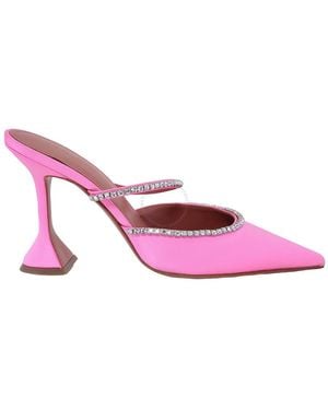 AMINA MUADDI Gilda Pointed-Toe Satin Mules - Pink